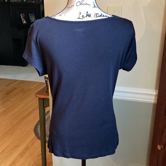 Navy drape neckline tee - Picture 3 of 5